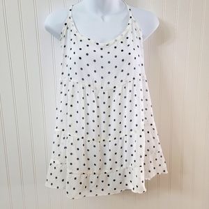 Abercrombie & Fitch navy & white polka dotted spaghetti strap swing top large